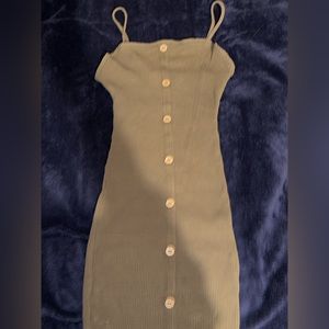 Olive Green Ribbed Dress